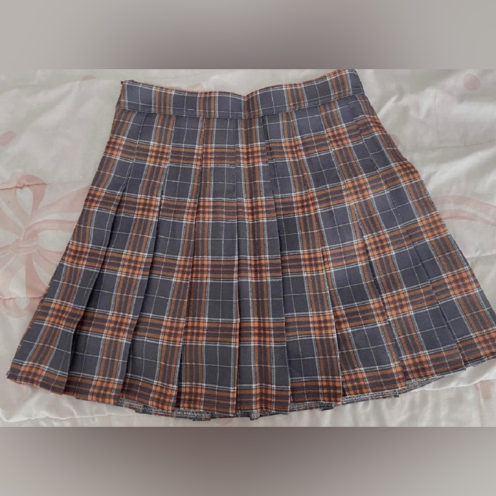 Plaid Pleated Grey Skirt